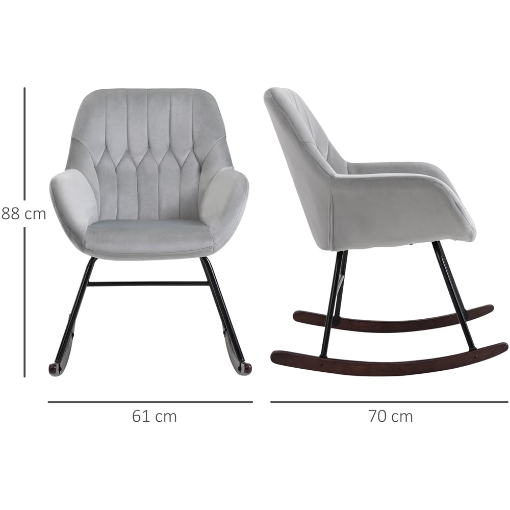 Portland Grey and Black Plush Rocking Chair Image 8