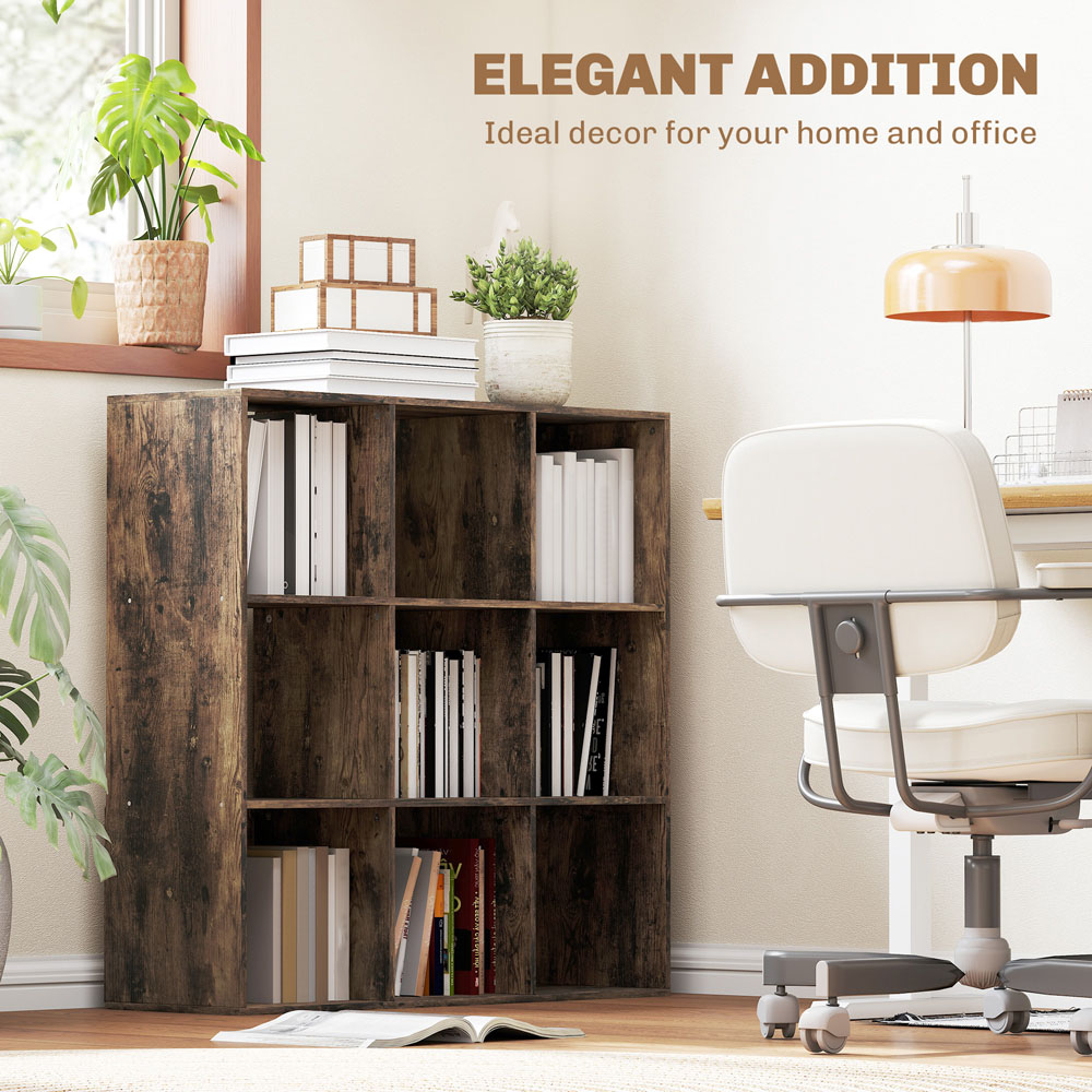 HOMCOM 9 Cube Rustic Brown Storage Unit Image 6
