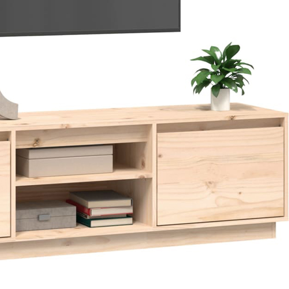 vidaXL 2 Door 2 Shelf Natural Solid Pine Wood TV Cabinet Image 9