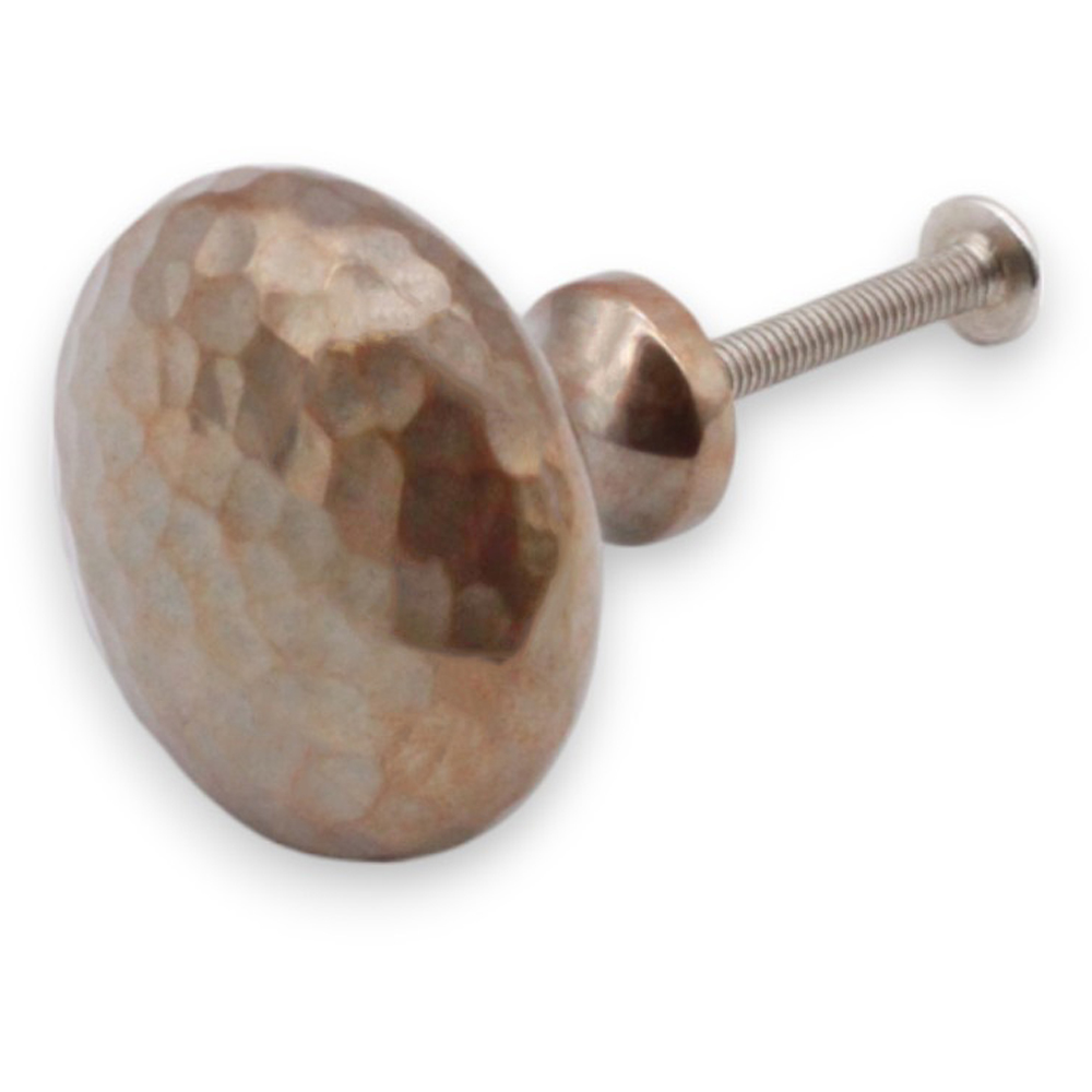 Spira Brass Hammered Mushroom Antique Cupboard Knob 38mm Image 3