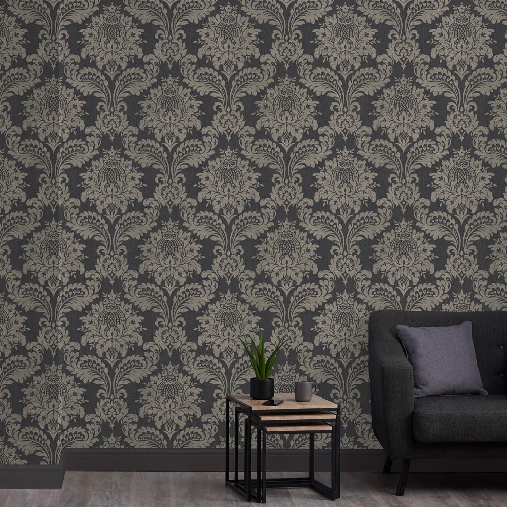 Boutique Archive Damask Black and Gold Wallpaper Image 4