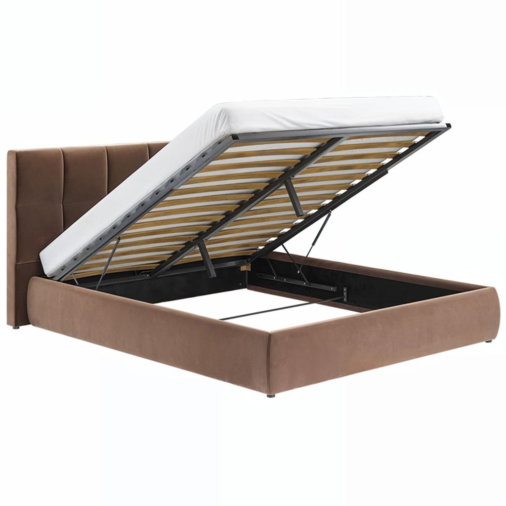 Solace+Co Mika Double Chocolate Velvet Ottoman Bed Image 3