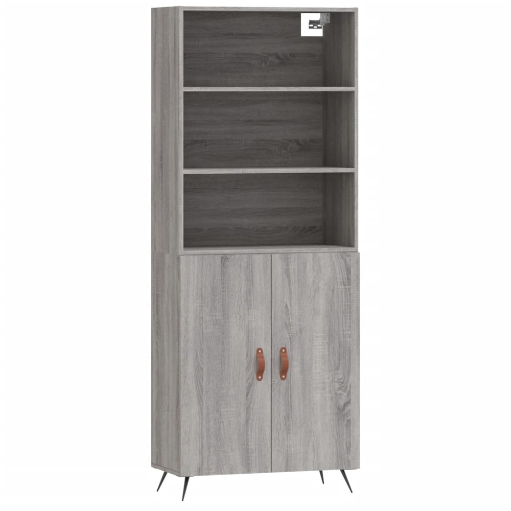 vidaXL 2 Door 3 Shelf Grey Sonoma Tall Highboard Image 2