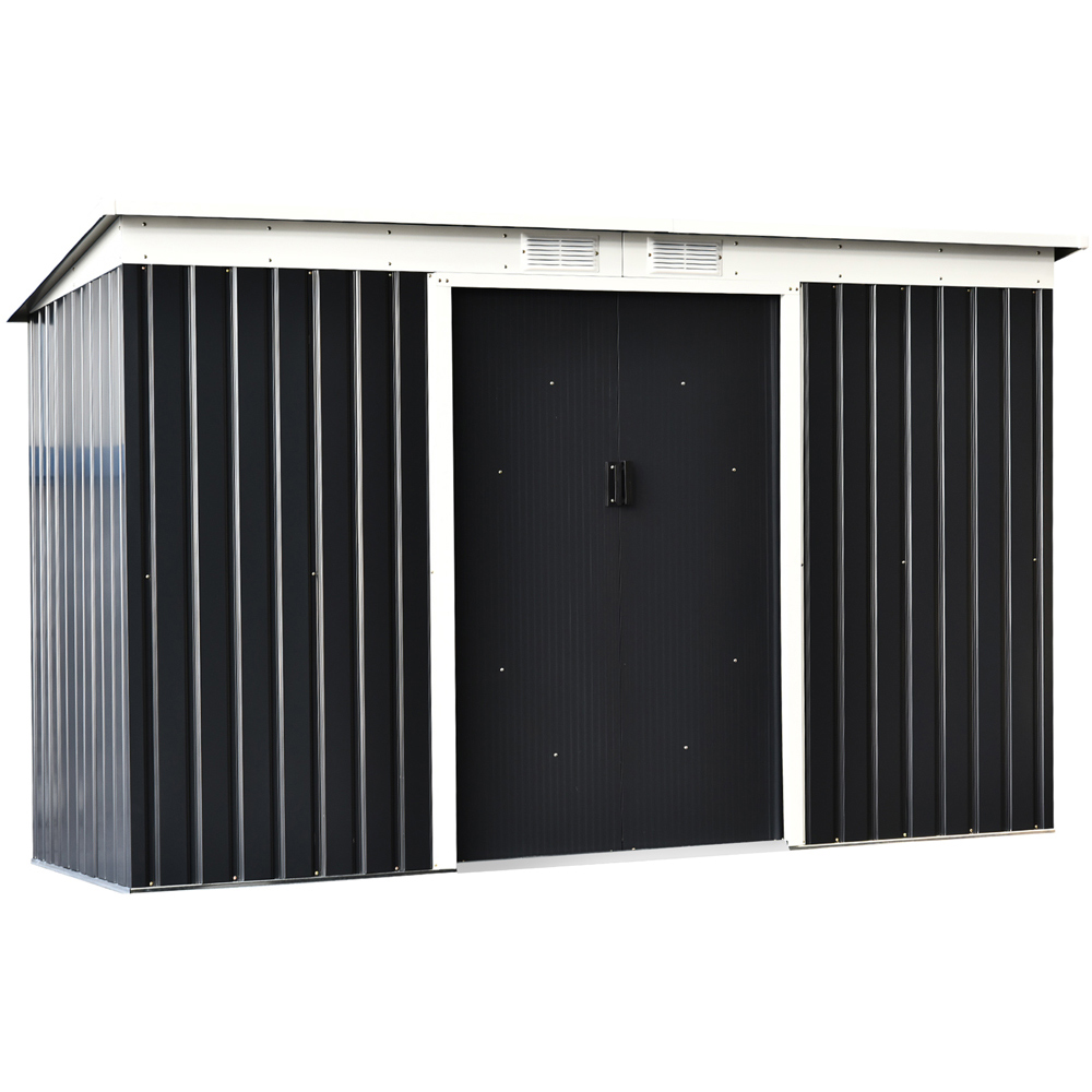 Outsunny 9 x 4ft Double Sliding Door Corrugated Garden Storage Shed Image 1