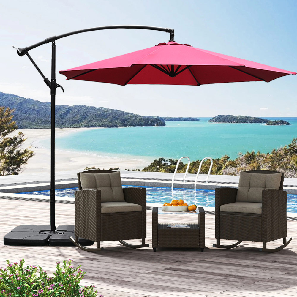 Living and Home Red Cantilever Parasol with Square Base 3m Image 5