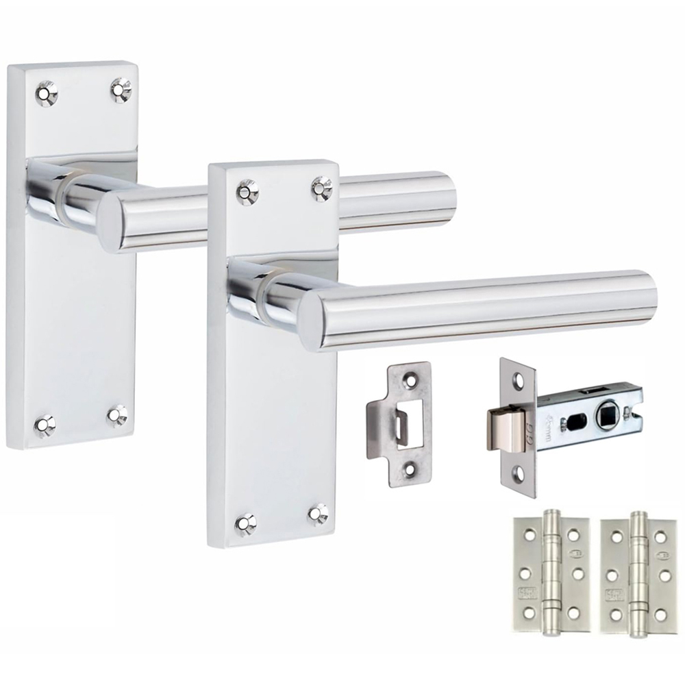 Golden Grace Victorian Straight T-Bar Polished Chrome Latch Handles Set 5 Pack Image 2