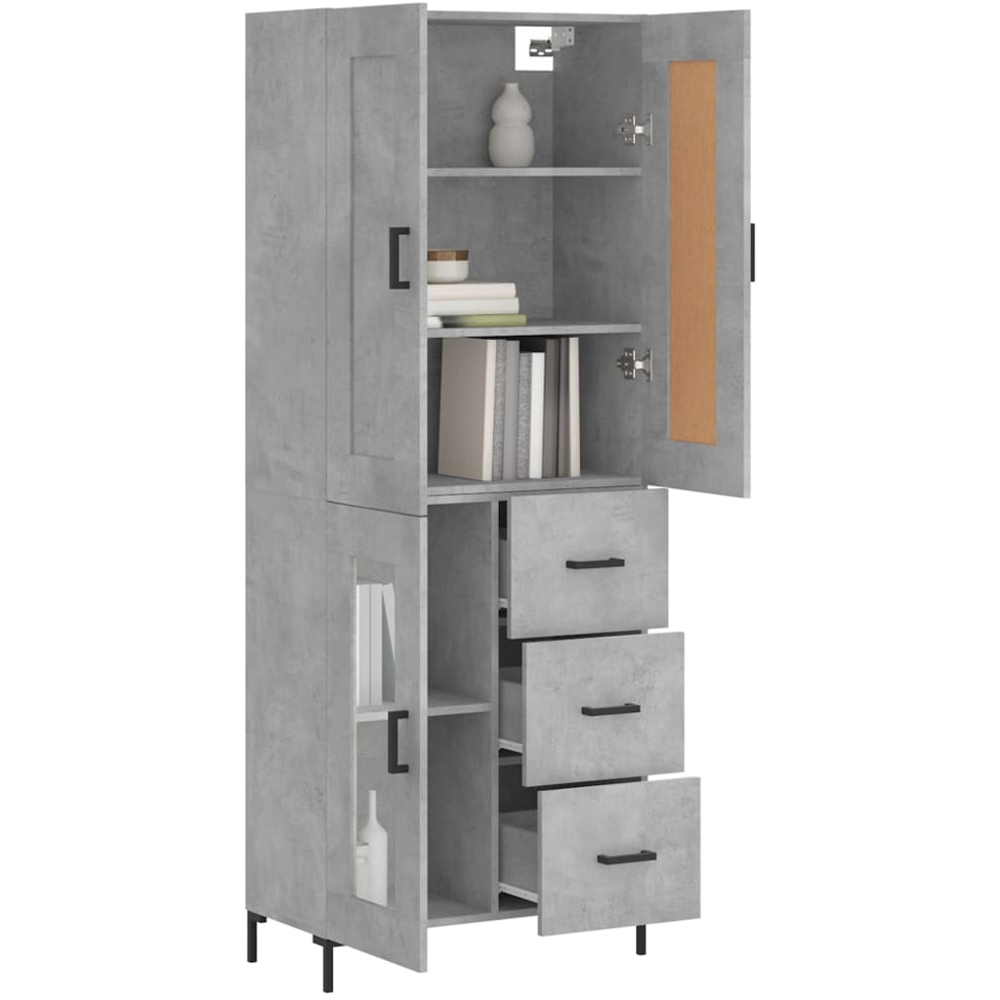 vidaXL 3 Door 3 Drawer Concrete Grey Highboard Image 3