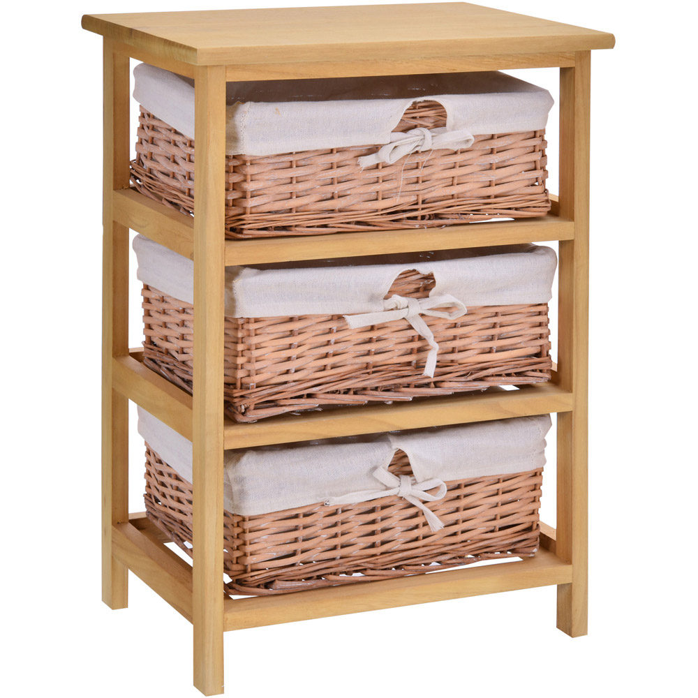 Portland 3 Drawer Natural Wicker Basket Storage Unit Wilko