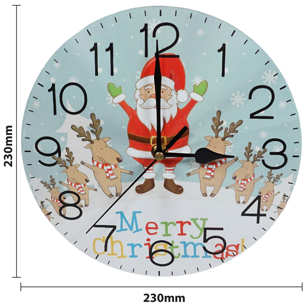 Xmas Haus Christmas Santa and Reindeer Round Wall Clock 23cm Image 5