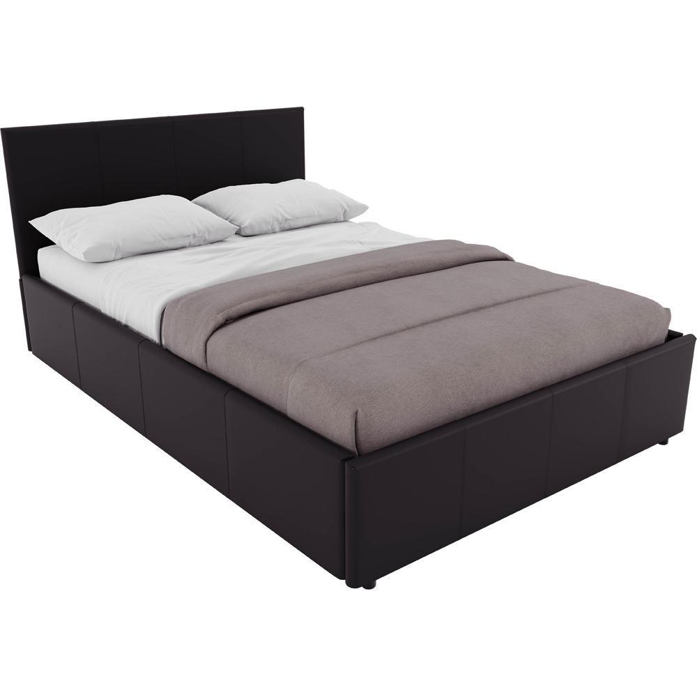 VIDA DESIGNS Lisbon King Size Brown Faux Leather Ottoman Bed with Gel Memory Foam Mattress Image 2
