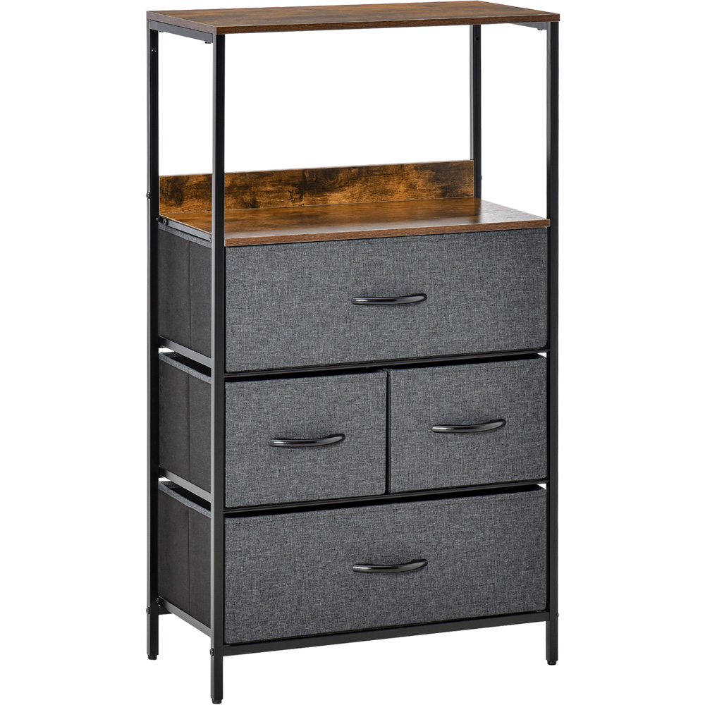 Portland 4 Drawer Black and Wood Effect Chest of Drawers Image 2