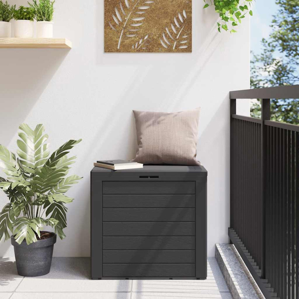 vidaXL 140L Anthracite Polypropylene Garden Storage Box Image 2