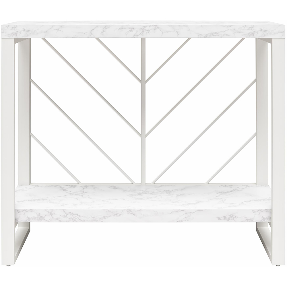 Dorel Home Brielle Single Shelf White Faux Marble Console Table Image 3