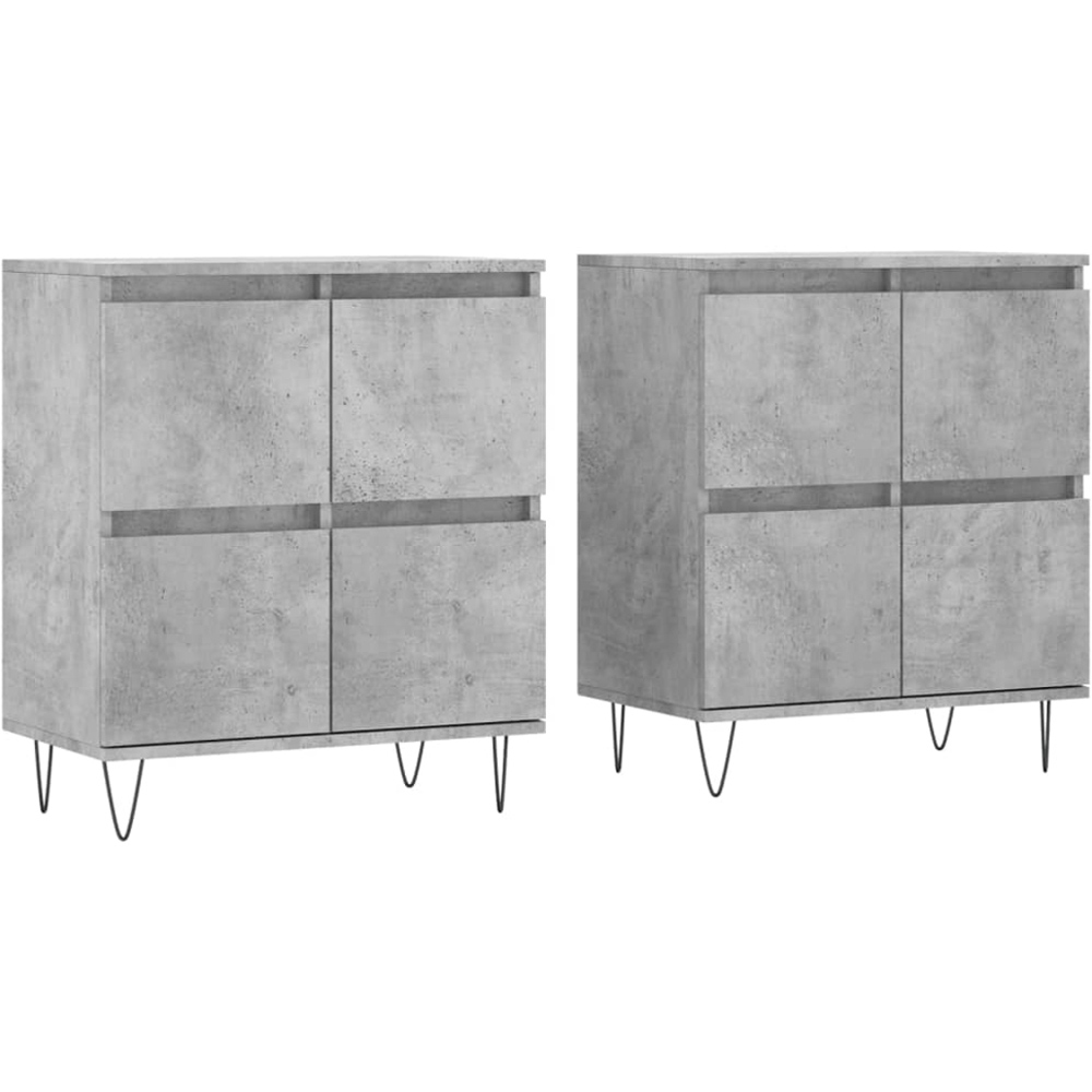 vidaXL 4 Door Concrete Grey Wooden Sideboard Set of 2 Image 2