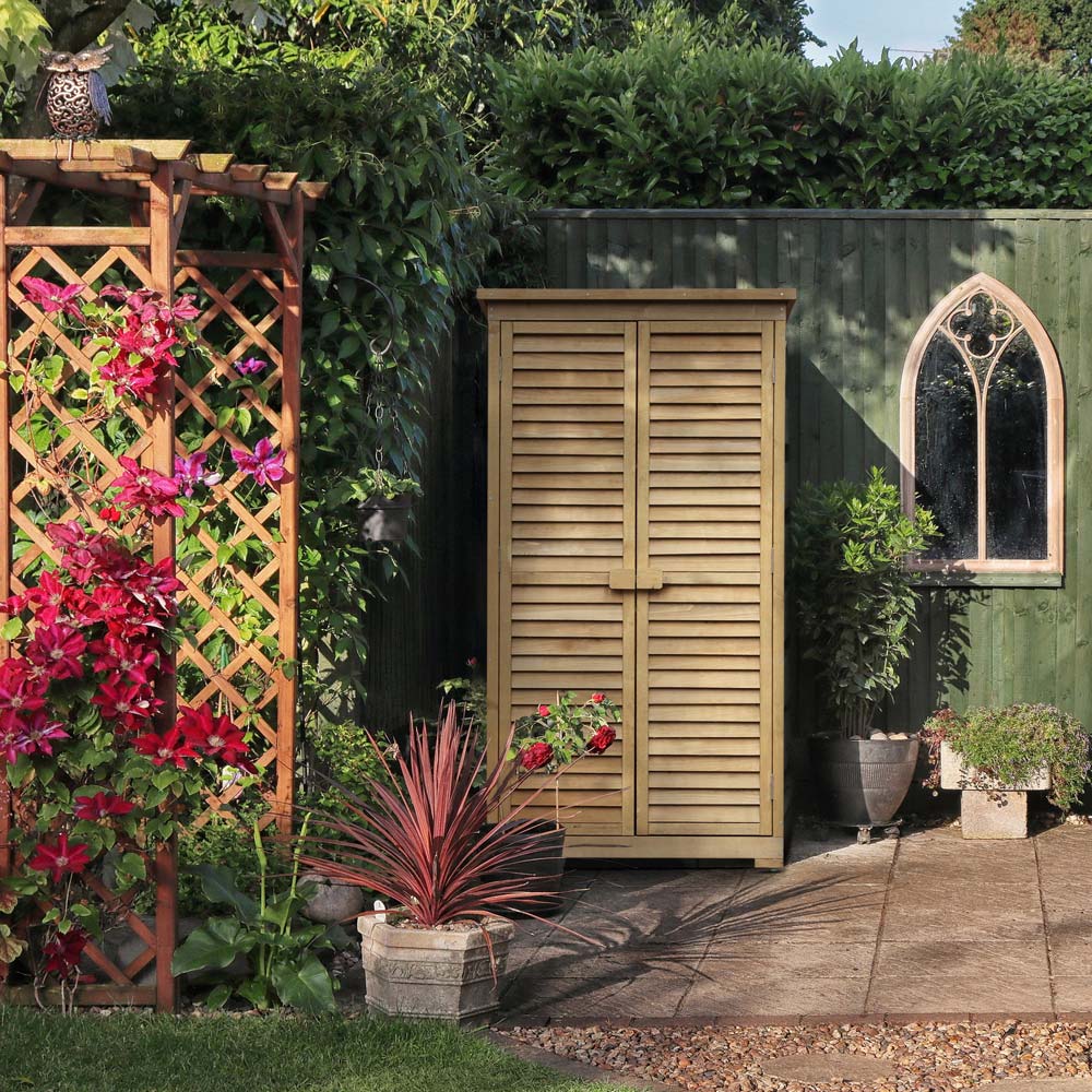 Outsunny 2.6 x 1.3ft Wooden Shed Image 2