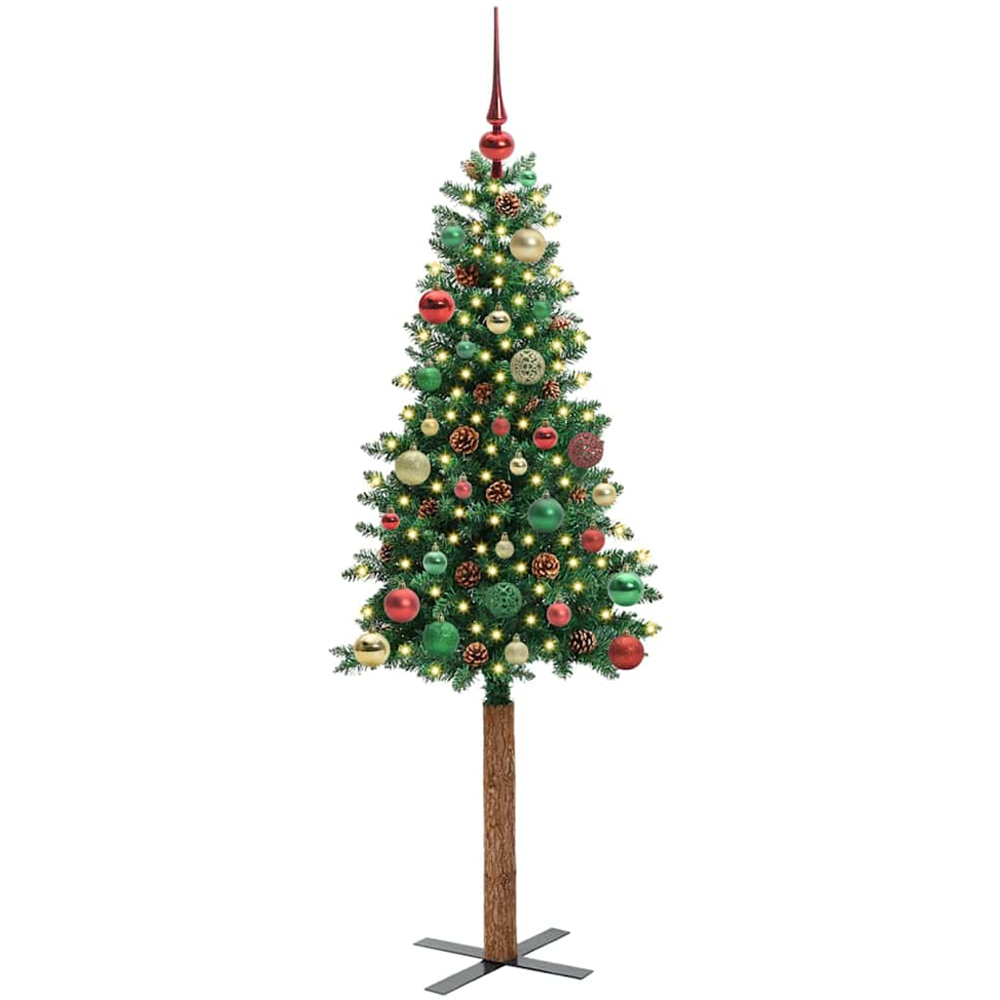 vidaXL Green Artificial Christmas Tree with Pinecones LEDs Multicolour Ornaments 5ft Image 1