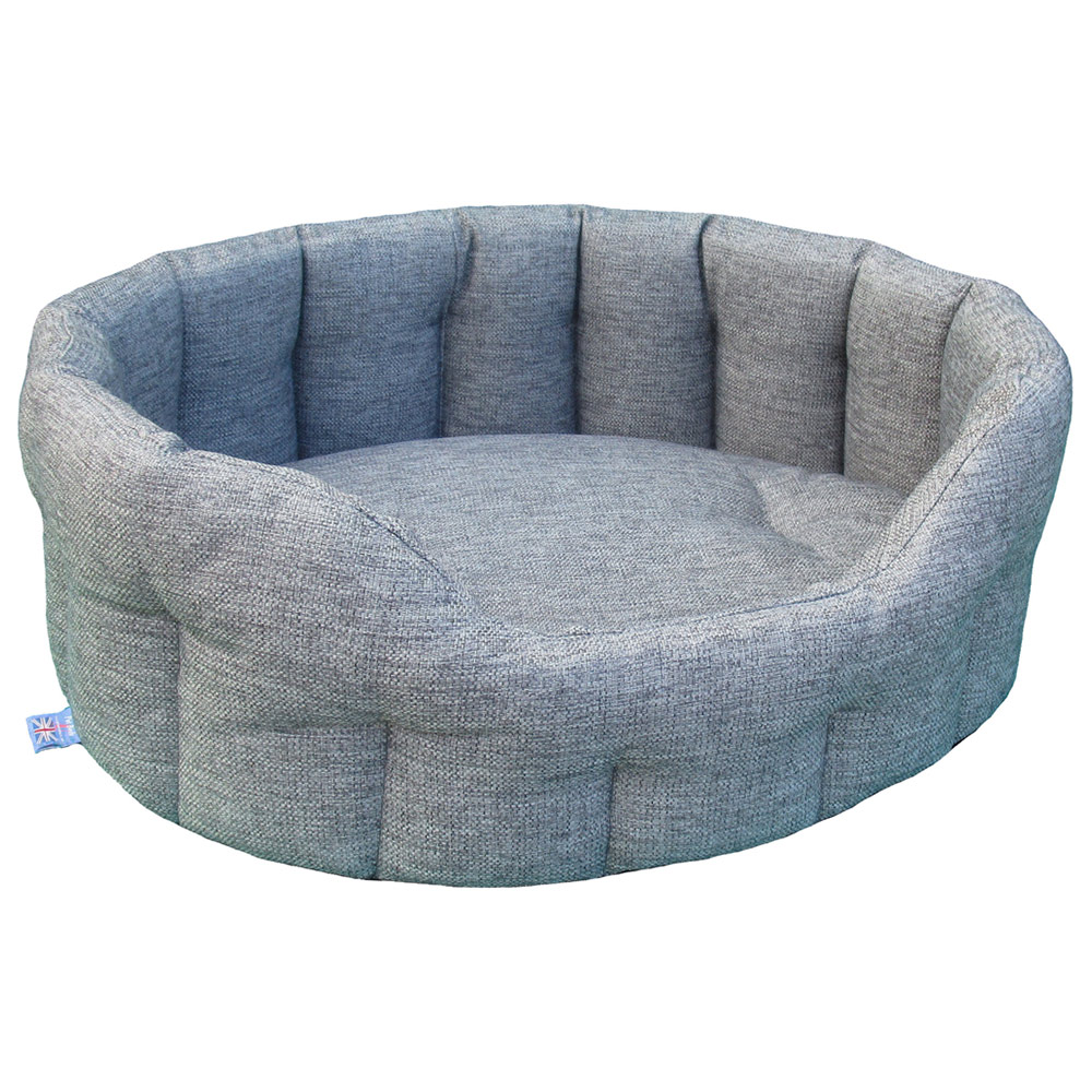 P&L Small Grey Oval Basket Dog Bed Image 1