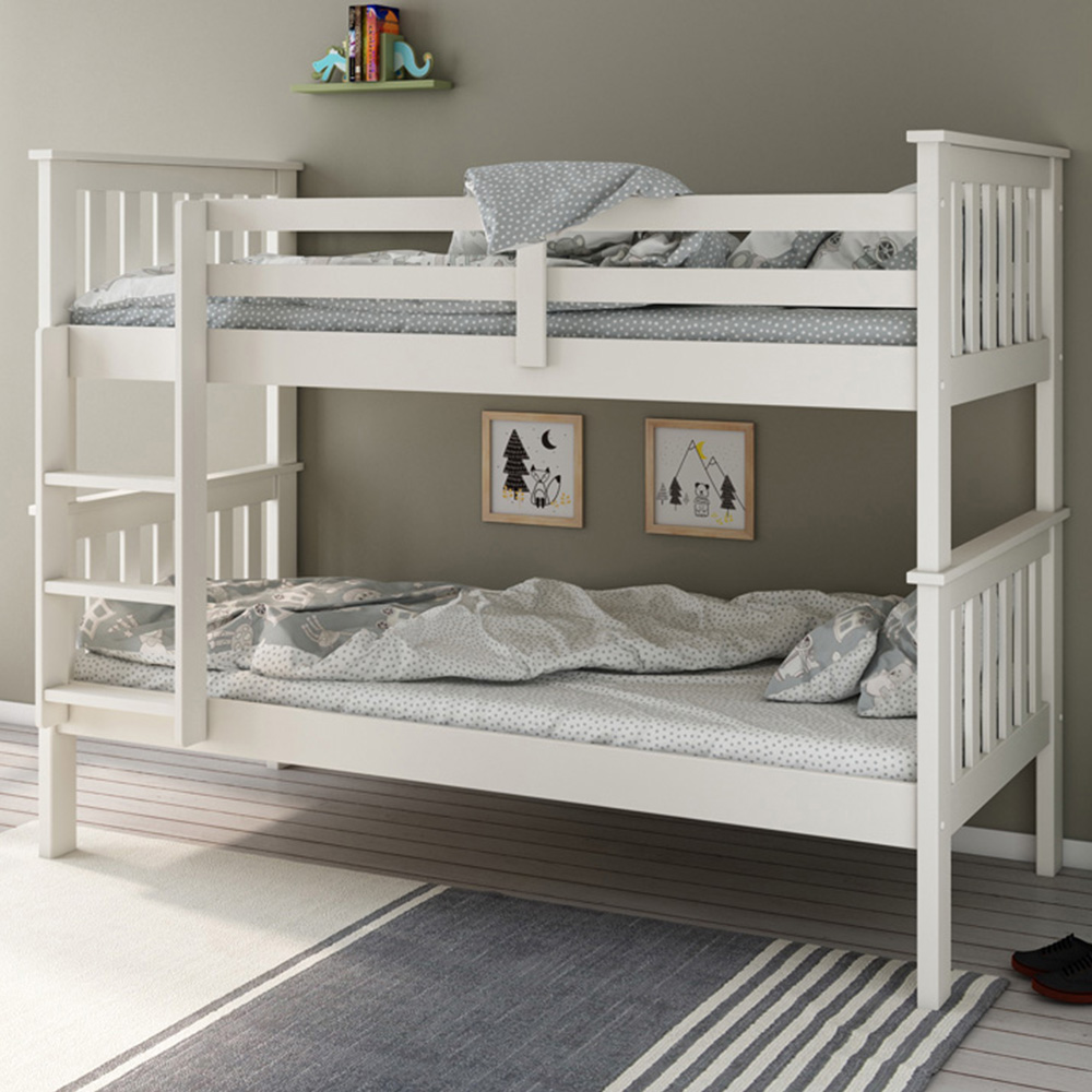 Carra White Bunk Bed with Orthopaedic Mattresses Image 1
