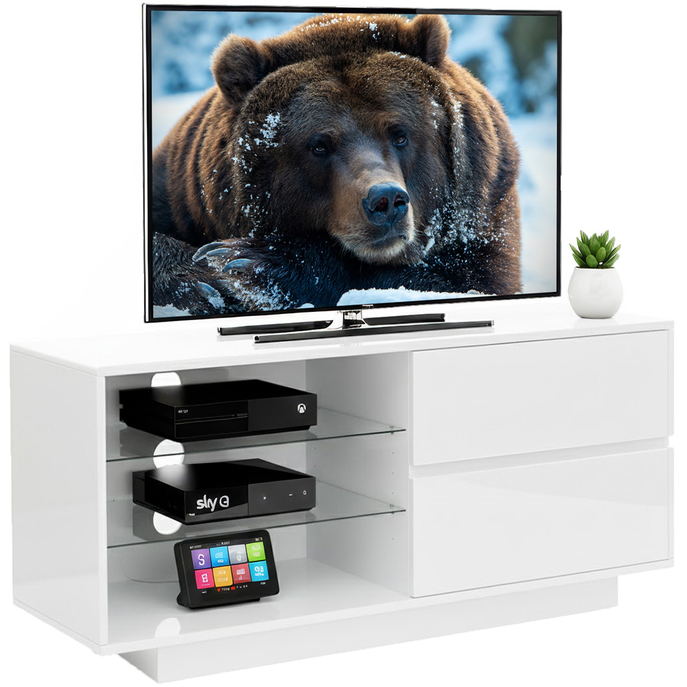 Centurion Supports Gallus 2 Drawer 3 Shelf Gloss White TV Unit Image 2