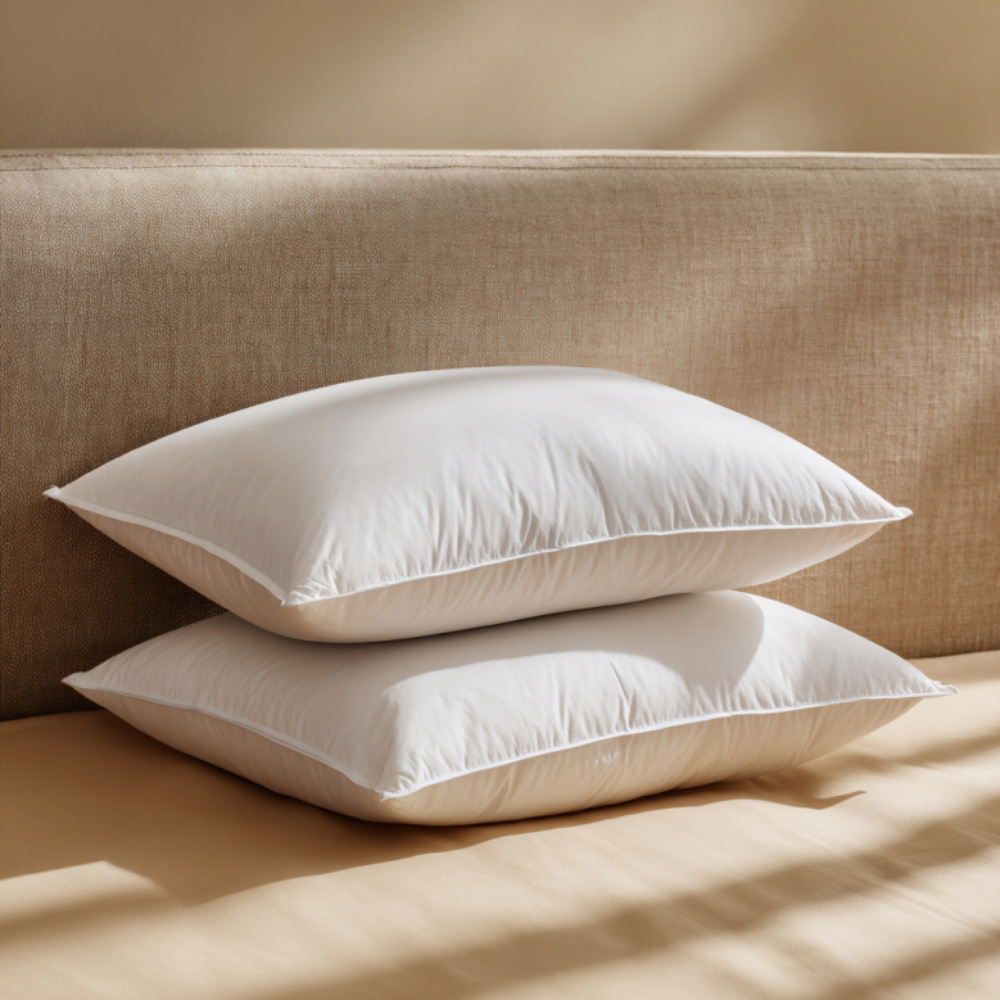 MHG Living White Duck Feather Soft Support Cotton Cover Pillows 2 Pack Image 2