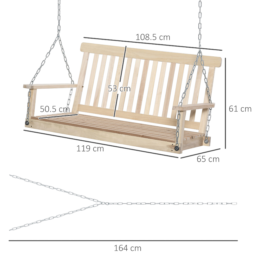 Outsunny Wooden Hanging Swing Bench Image 6