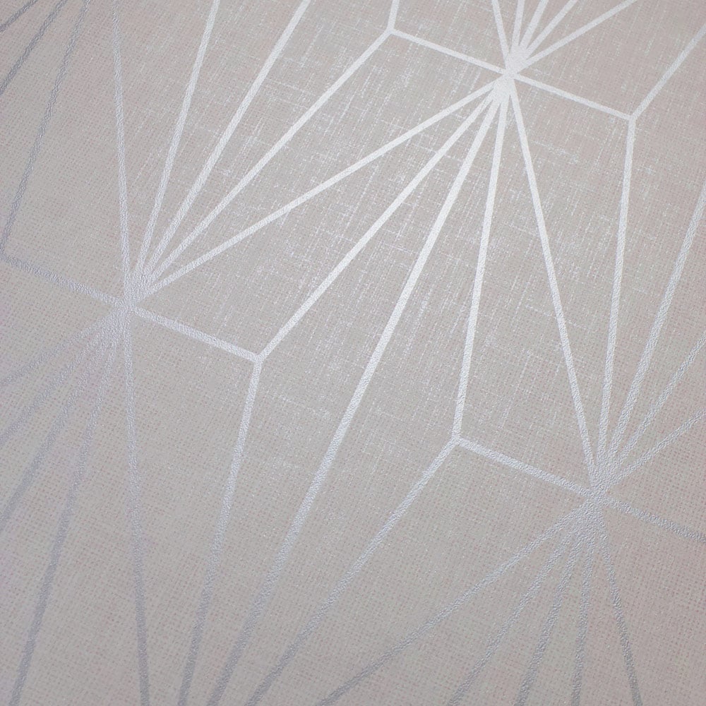 Muriva Aspen Geometric Pink and Silver Wallpaper Image 3