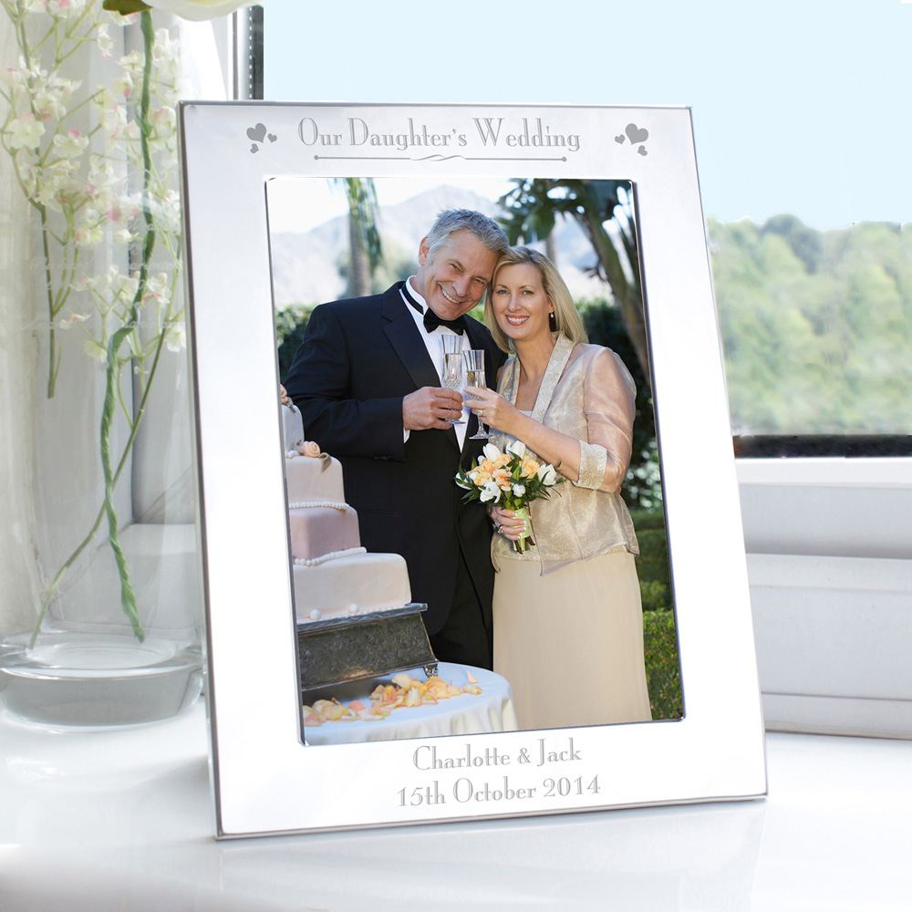 Personalised Memento Personalised Silver Our Daughters Wedding Photo Frame 5 x 7 inch Image 2