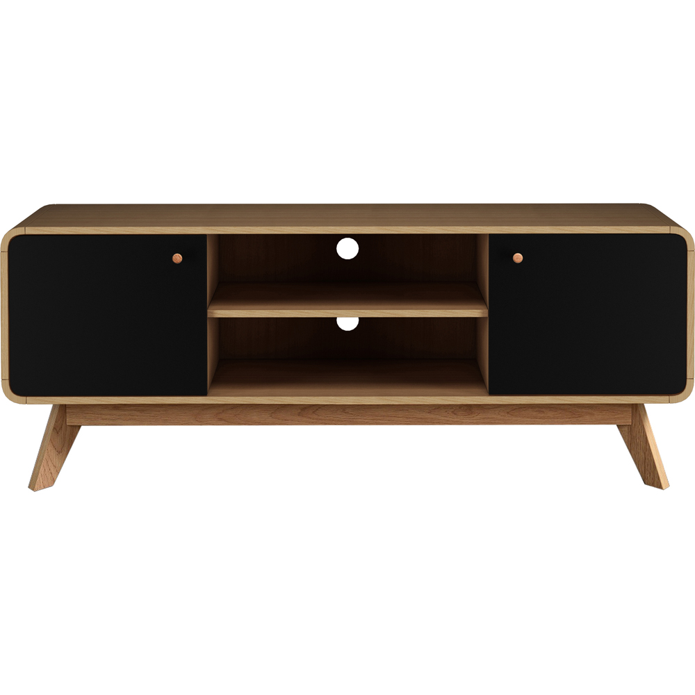 Loft24 Cassie 2 Door 2 Shelf Black Oak TV Stand Image 3