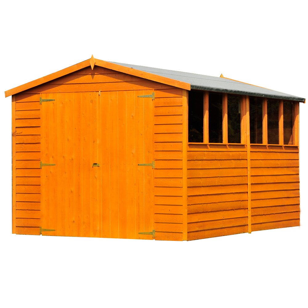 Shire 12 x 6ft Double Door Dip Treated Overlap Apex Shed with Window Image 1