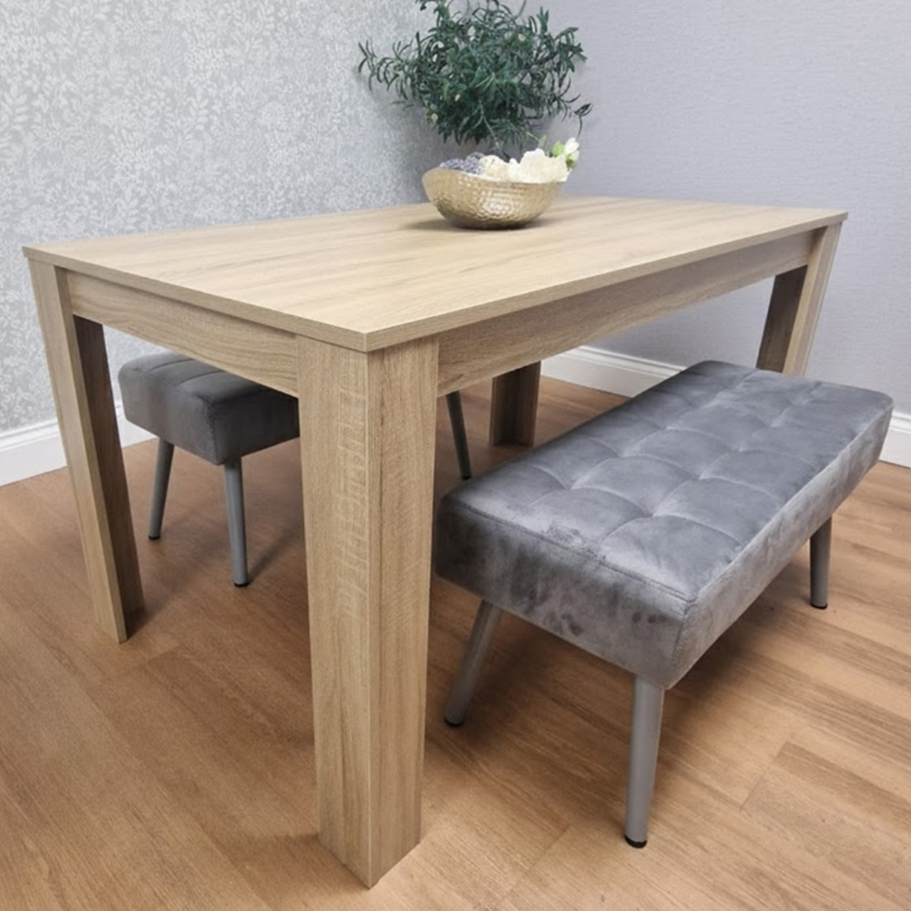 Kosy Koala 4 Seater Dining Set with Bench Oak Effect and Grey Velvet Image 1