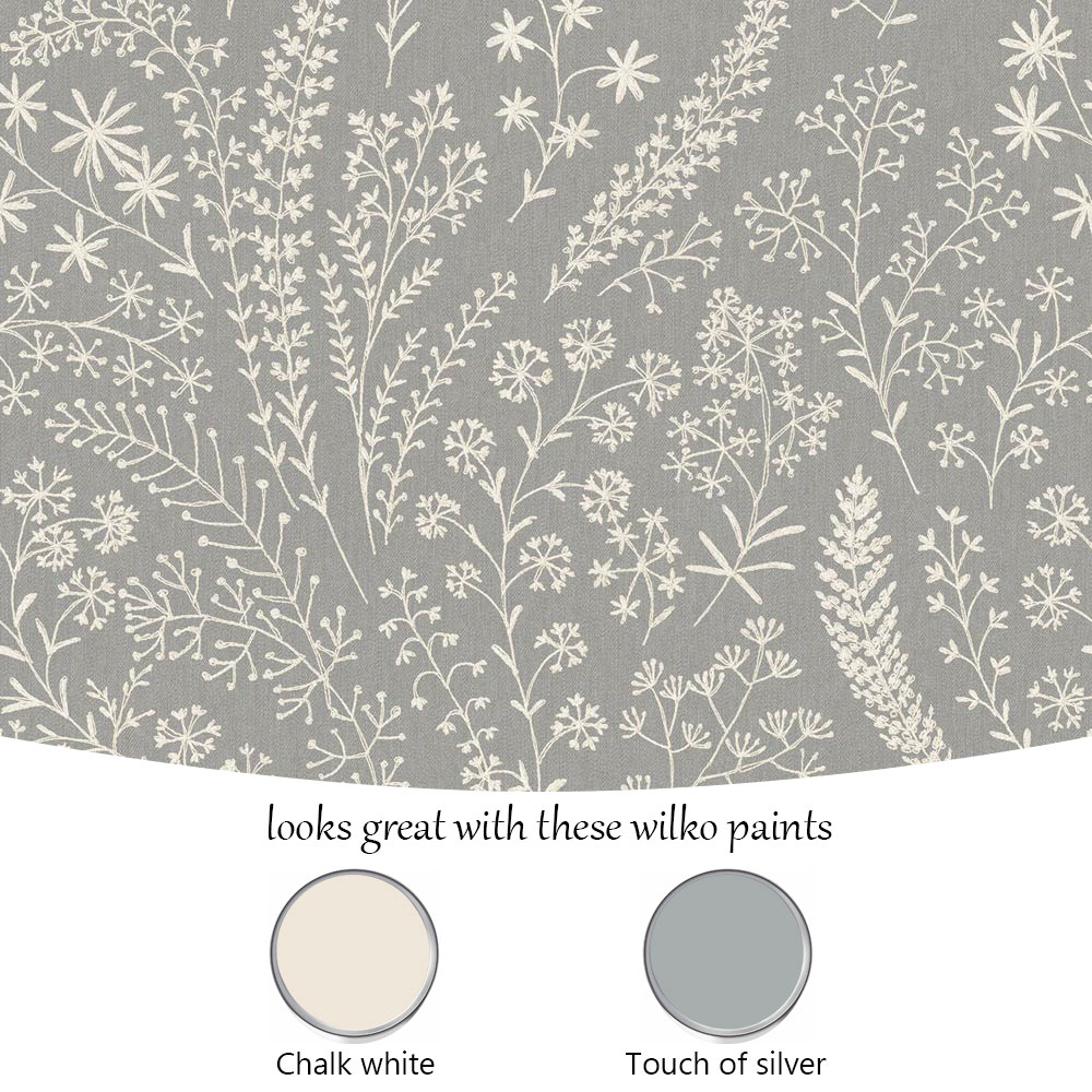 Grandeco Astrid Embroidery Trail Grey Wallpaper Image 4