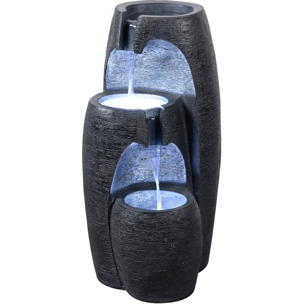 Teamson Home Black Modern 3-Tier Cascading Urn Outdoor Fountain 28 inch Image 1