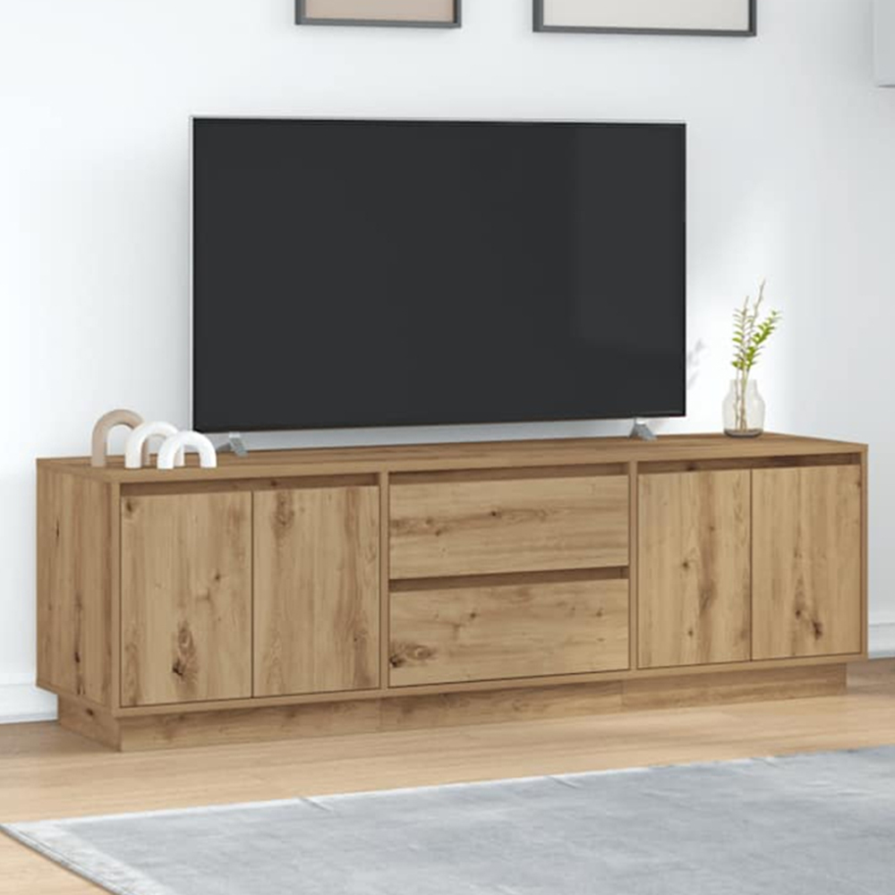 vidaXL 4 Door 2 Drawer Artisan Oak TV Cabinet with LED Light Image 1