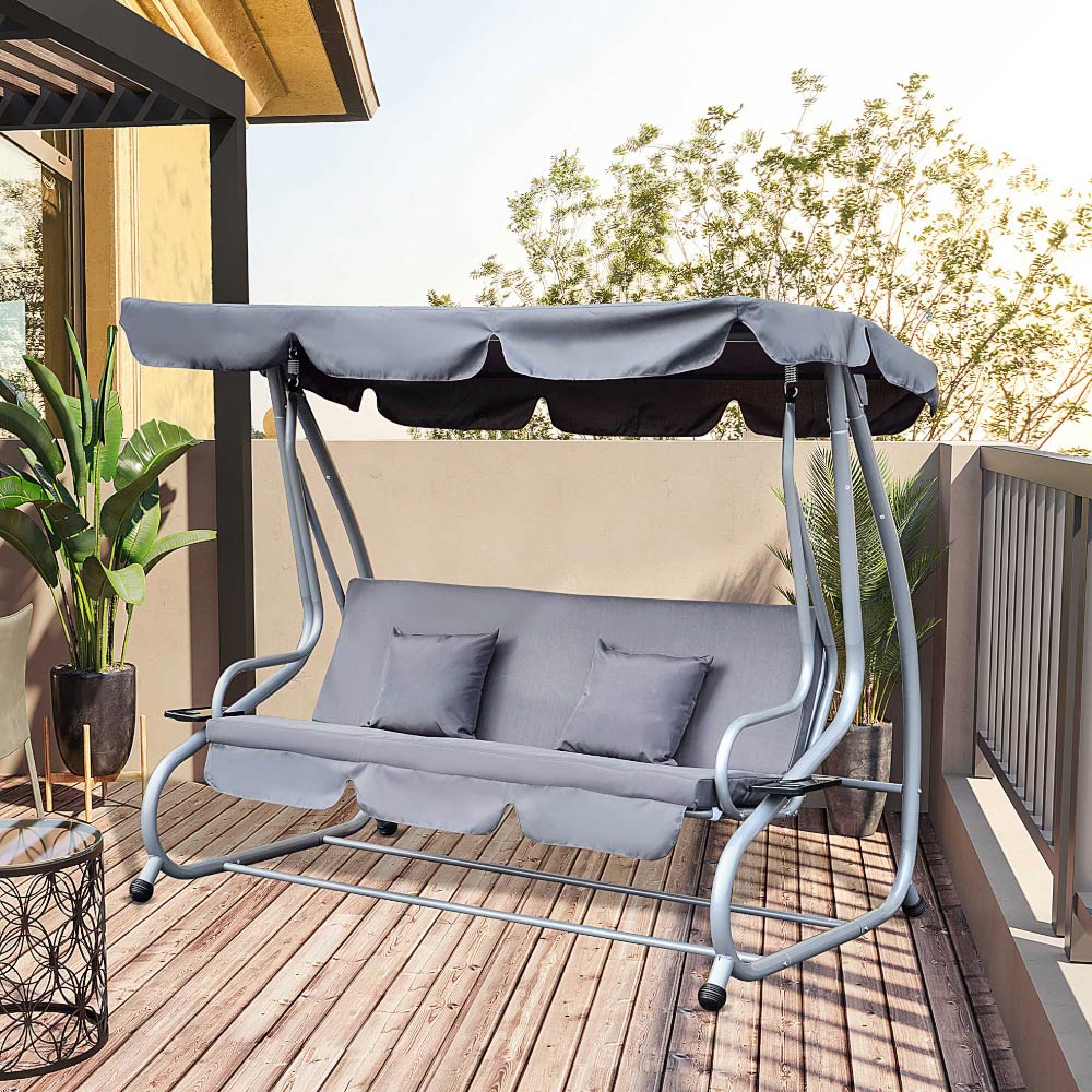 Outsunny 2 in 1 Grey Swing Seat and Hammock Bed Image 1