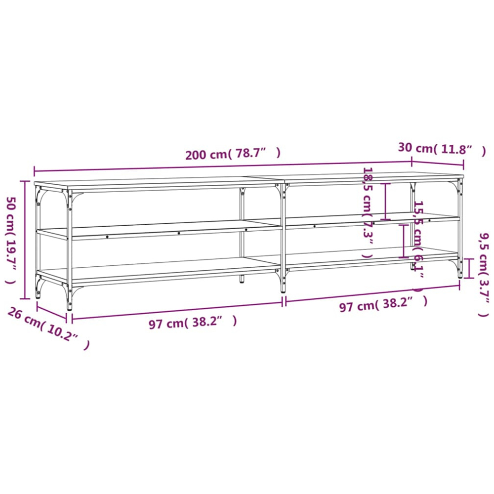 vidaXL 2 Shelf Grey Sonoma TV Cabinet Image 9