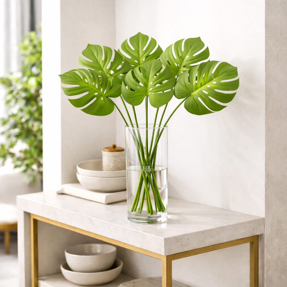 Leaf Monstera Single Stem Artificial Leaf 55cm 6 Pack Image 2