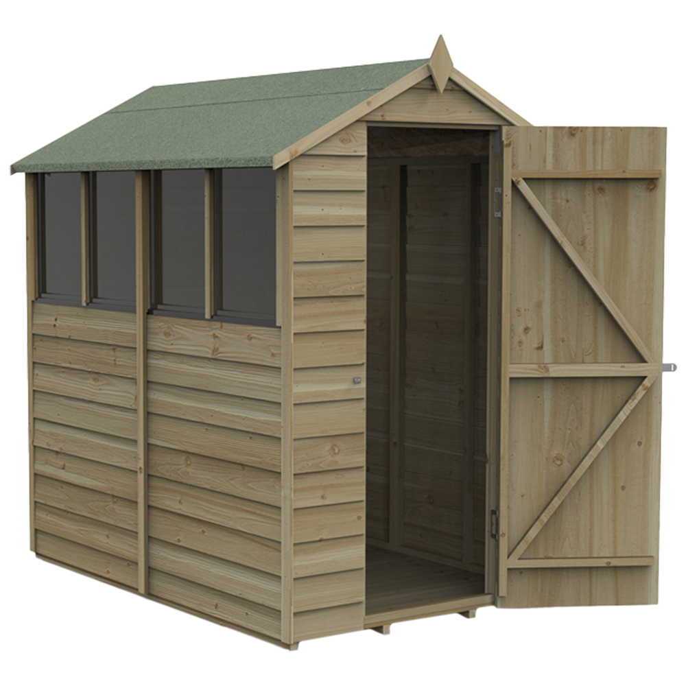 Forest Garden 6 x 4ft Pressure Treated Overlap Apex Shed with Window Image 3