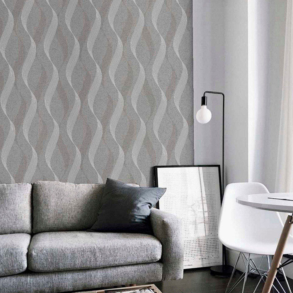 Arthouse Luxe Ribbon Charcoal and Silver Wallpaper Image 6
