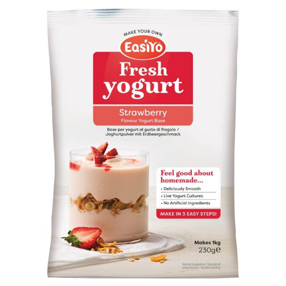 EasiYo Strawberry Flavour Yoghurt Base 230g Image 1