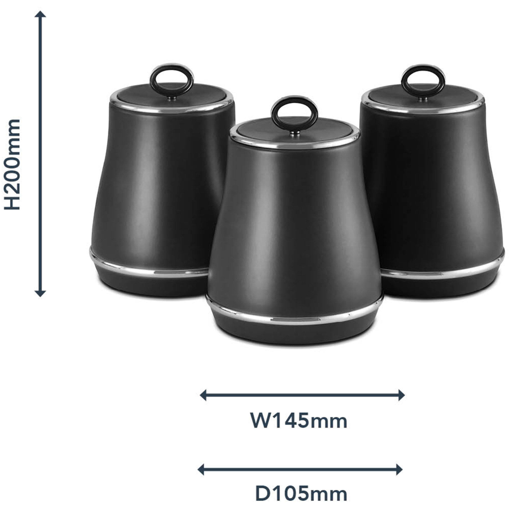 Tower Renaissance 3 Piece Black and Chrome Canisters Set Image 9