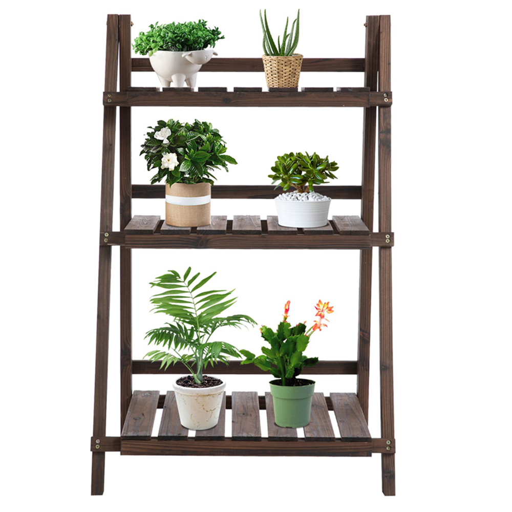 Outsunny Wooden 4-Tier Foldable Flower Pot Stand Image 3