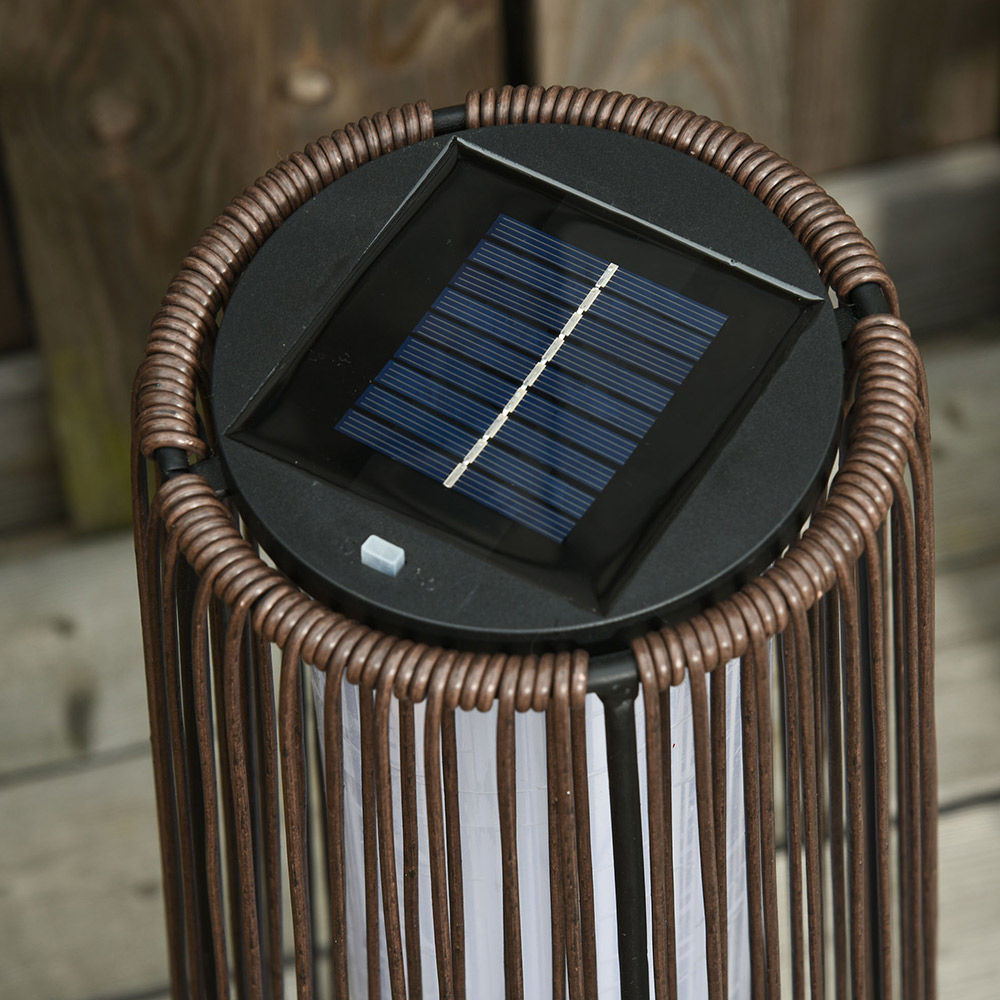 Outsunny Woven Garden Solar Lantern Brown Image 3