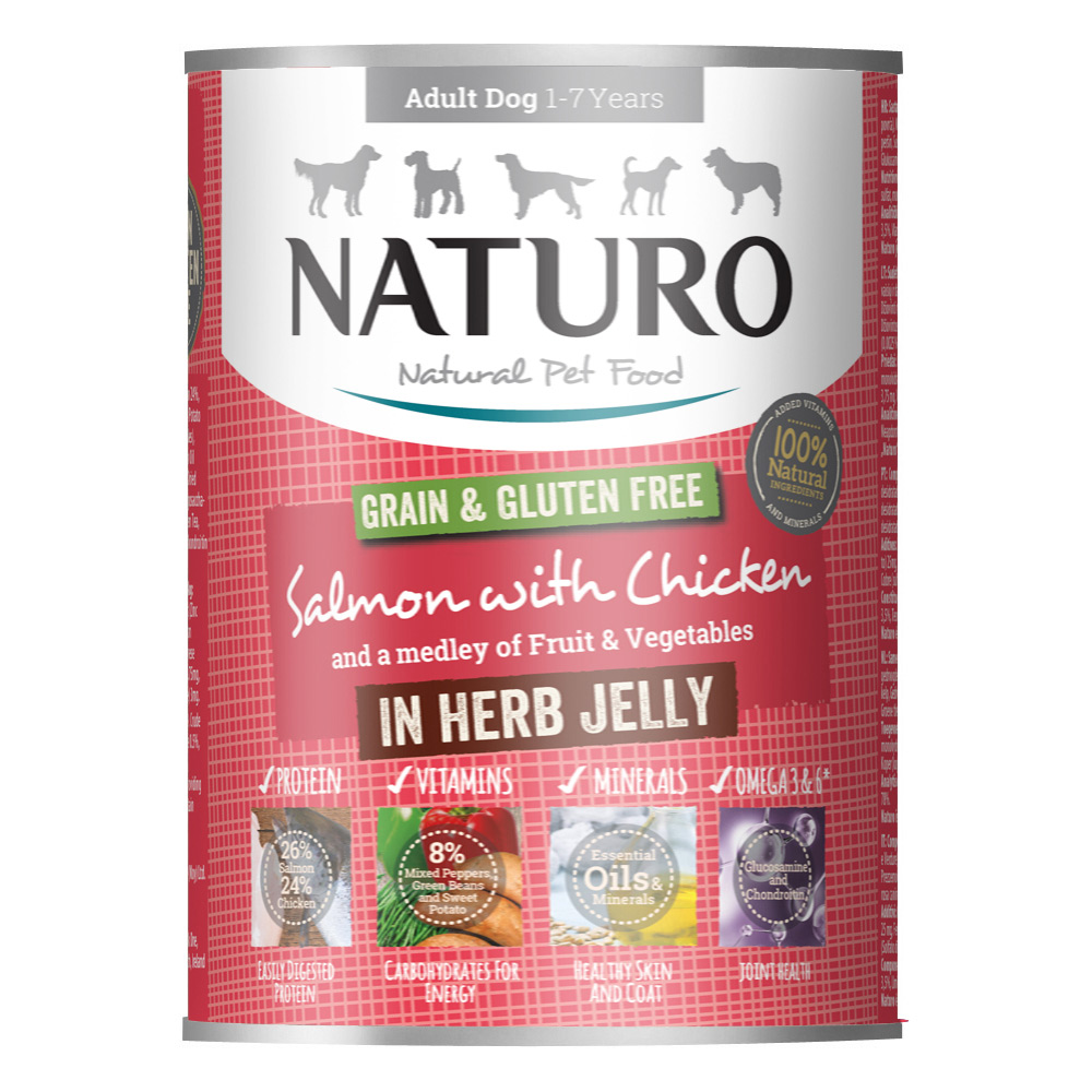 Naturo Salmon with Chicken in Jelly Adult Dog Food 390g Wilko