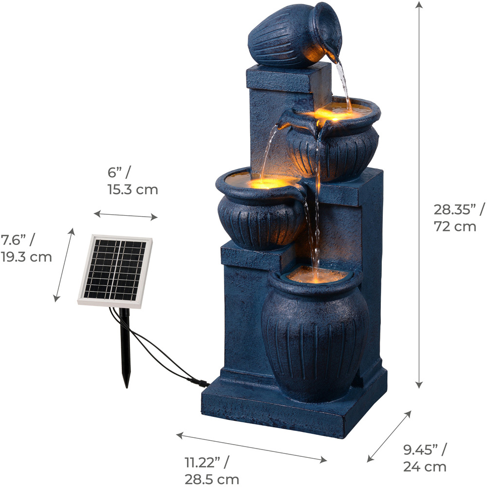 Teamson Home 4-Tier Navy Vertical Texture Cascading Bowl Water Fountain 72cm Image 9