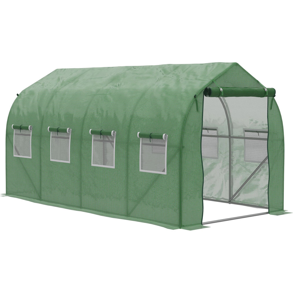 Outsunny Green 10 x 13ft Polytunnel Round Greenhouse Image 1