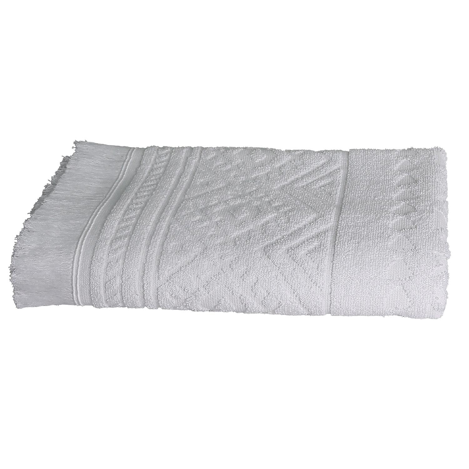 Aztec Fringe Bath Towel - White Image