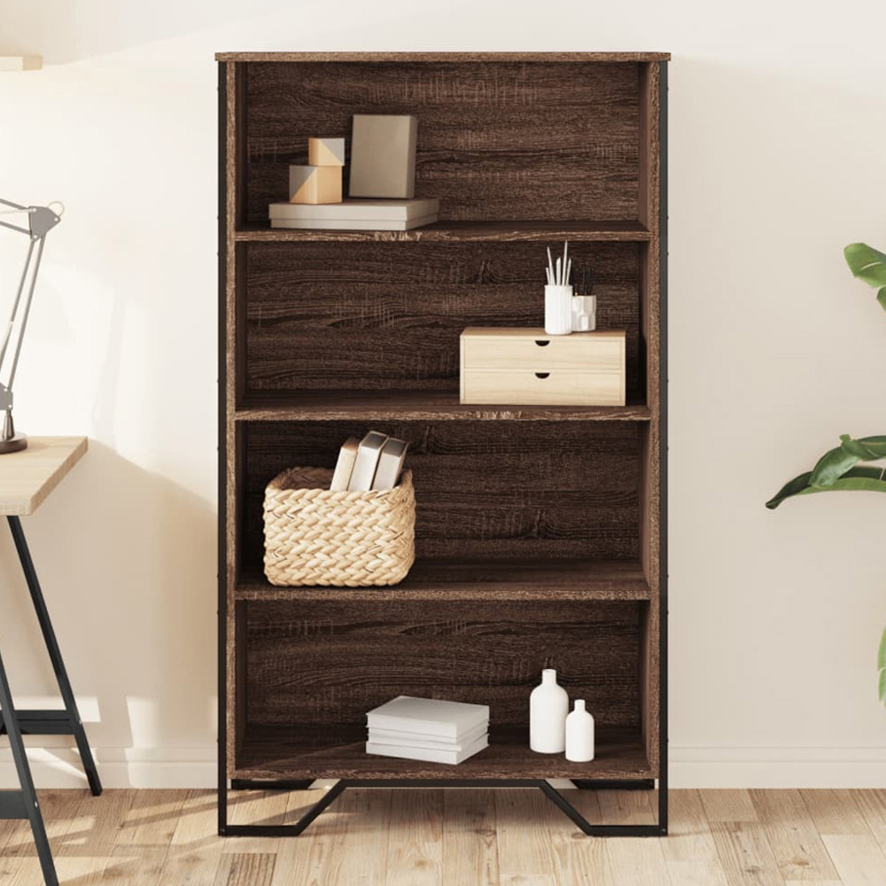 vidaXL 4 Shelf Brown Oak Bookcase Image 1