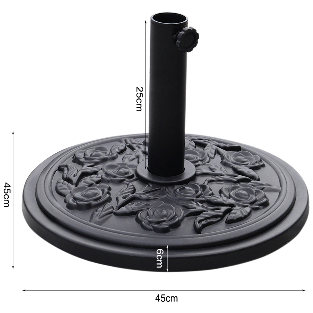 Living and Home Black Round Crank Tilt Parasol with Floral Round Base 3m Image 9