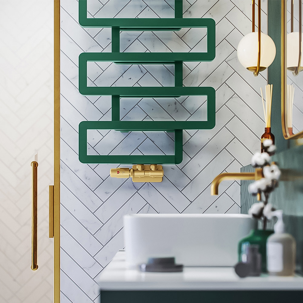 Terma Bookie Matt Green Heated Towel Rail 655 x 500mm Image 8
