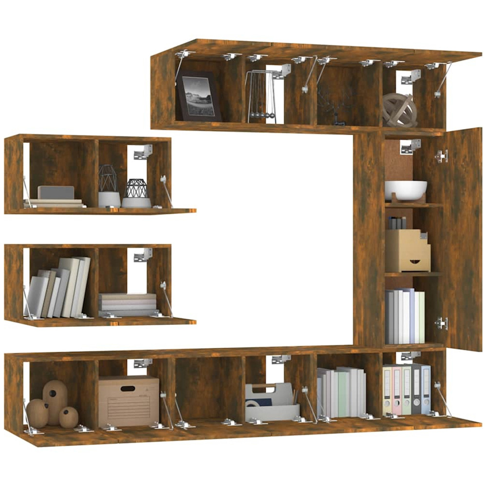vidaXL 15 Door Smoked Oak Wall Mounted TV Cabinet Image 4